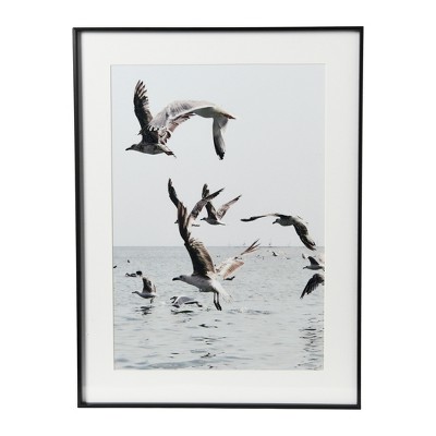 Storied Home Seagulls in Flight Photo Print with Black Metal Frame