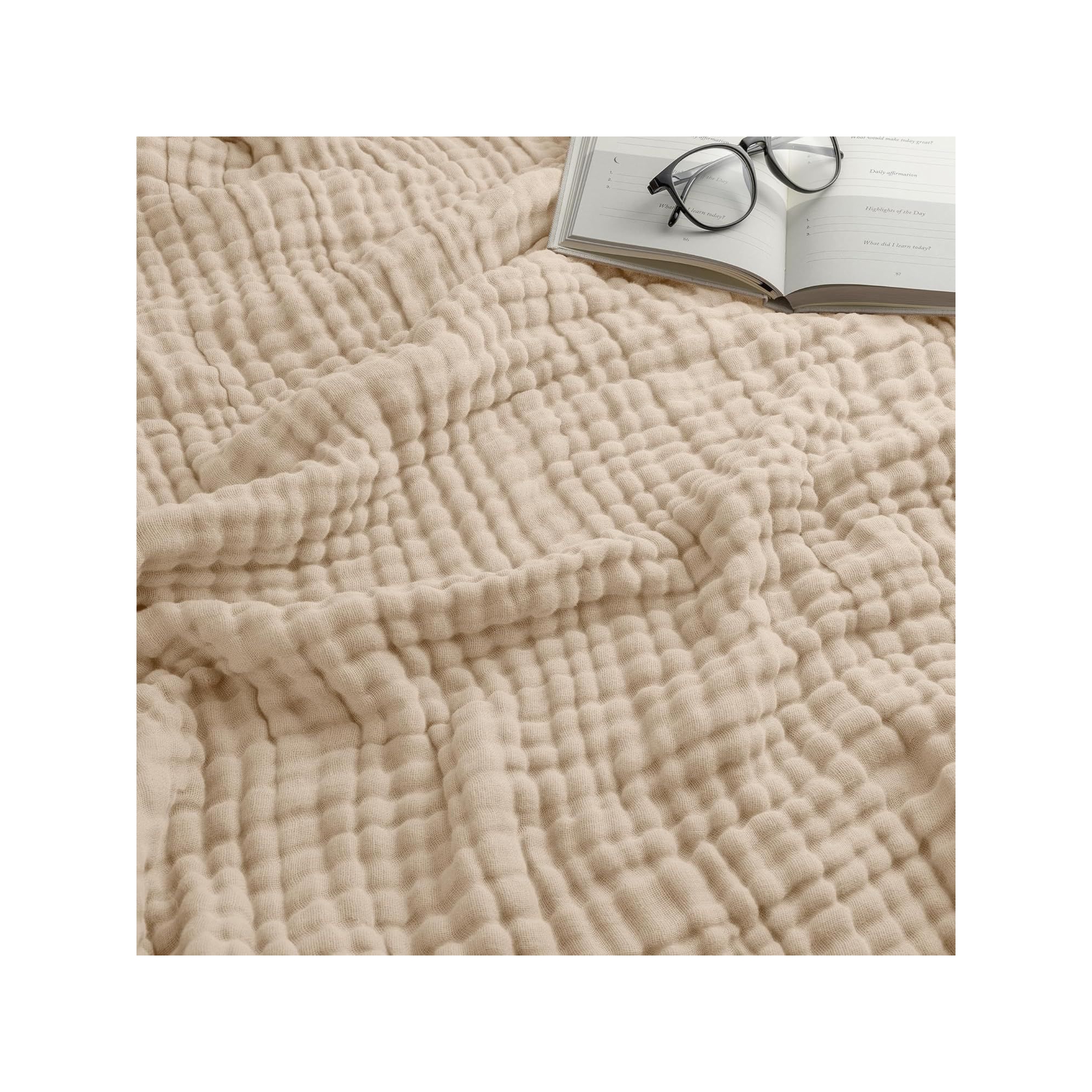 Muslin Cotton Blanket for Adults, Extra Large By Comfy Cubs, Throw 50" x 60" - Sand