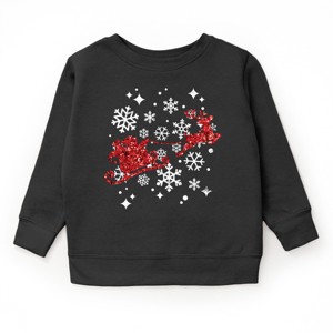 Santa Sleigh Glitter - Kids Toddler Sweatshirt and Kids Youth Sweatshirt - 1 of 1