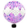 Very Cool Stuff Mosaic Glass Gazing Globe with Hanging Chain, Silver & Pink Floral Tile, 10in - 2 of 3