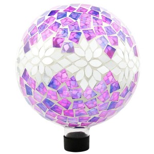 Very Cool Stuff Mosaic Glass Gazing Globe with Hanging Chain, Silver & Pink Floral Tile, 10in - 1 of 1