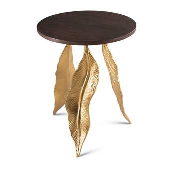 Verna Accent Table Walnut/Gold - Steve Silver Co.