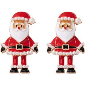 Red Santa Stud Earrings for Women, Christmas Jewelry Gift. - 1 of 4