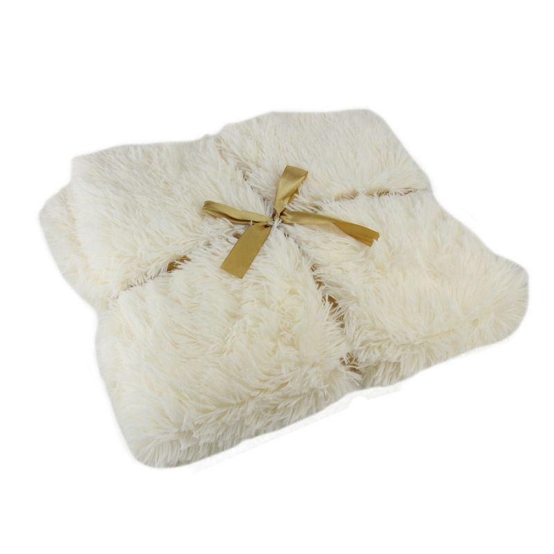 Northlight Cream White Plush Christmas Decorative Rectangular Throw Blanket 50" x 60", 1 of 4