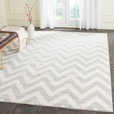 Light Grey and Beige Geometric Indoor-Outdoor Area Rug