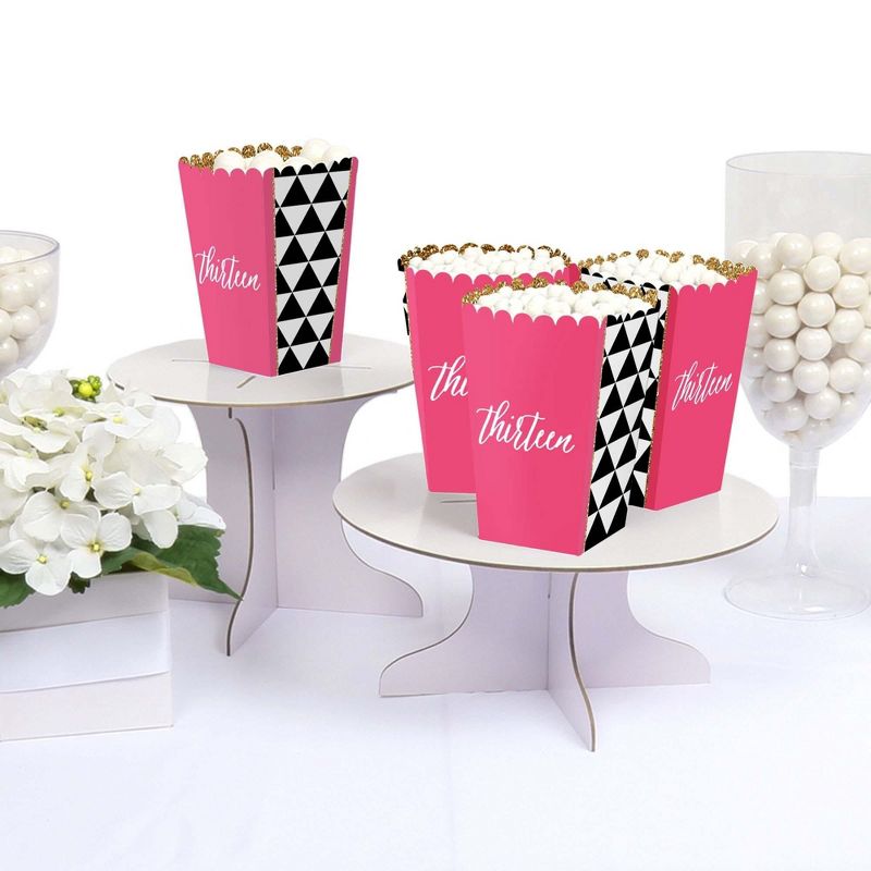Big Dot of Happiness Chic 13th Birthday - Pink, Black and Gold - Birthday Party Favor Popcorn Treat Boxes - Set of 12, 3 of 6