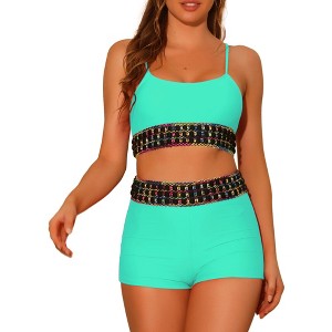 Elerevyo Women's Contrast Color High Waisted Scoop Neck Swimsuit Bathing Suit 2 Pcs - 1 of 4