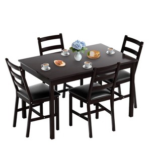 BestMassage Dining Table Set for 2/4 Dining Room Table and Chairs Kitchen Table Set, Dark Brown - 1 of 4