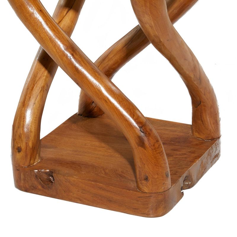 Contemporary Helix Pattern Teak Wood Stool Brown - Olivia &#38; May, 5 of 9