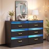 Fredees 7-Drawer Dresser for Bedroom with LED Light, Modern Black Chest with Charging Station for Closet, Living Room, Hallway - 3 of 4