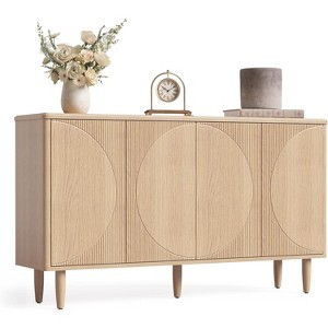 Gulches Modern Chic 59.4" Sideboard Buffet Credenza Storage Cabinet with Doors, 4-Tier Shelves, Walnut - 1 of 4