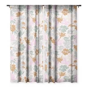 Marta Barragan Camarasa Flowery meadow pastel colors Set of 2 Panel Sheer Window Curtain - Deny Designs - 1 of 4