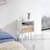 Angel Sar Rattan Nightstands Set of 2, Boho End Table with Power Outlet - 2 of 4