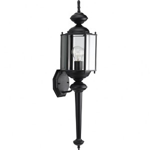 Progress Lighting Toll Collection 1-Light Outdoor Black Wall Lantern with Clear Beveled Glass Panels - 1 of 2