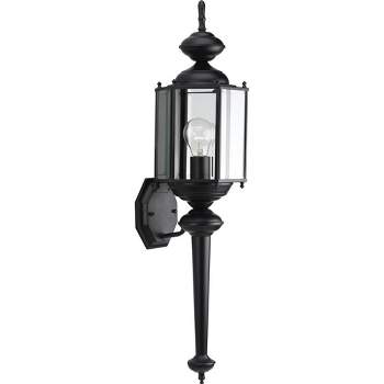 Progress Lighting Toll Collection 1-Light Outdoor Black Wall Lantern with Clear Beveled Glass Panels