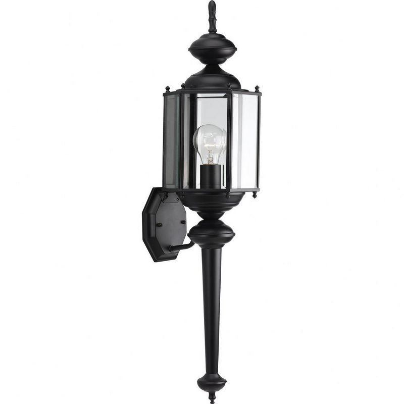 Progress Lighting Toll Collection 1-Light Outdoor Black Wall Lantern with Clear Beveled Glass Panels, 1 of 2