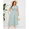 Clearlove Plus Size Loose Jumpsuits for Women Casual Wide Leg Pants Floral Jumpsuits Short Sleeve One Piece Outfit - 2 of 4