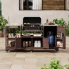 Bella Depot 75.4" Outdoor Kitchen Island with Sink, Solid Wood Outdoor Grill Cart for Big Green Egg Grills, Rolling Outdoor Bar Cart - 2 of 4