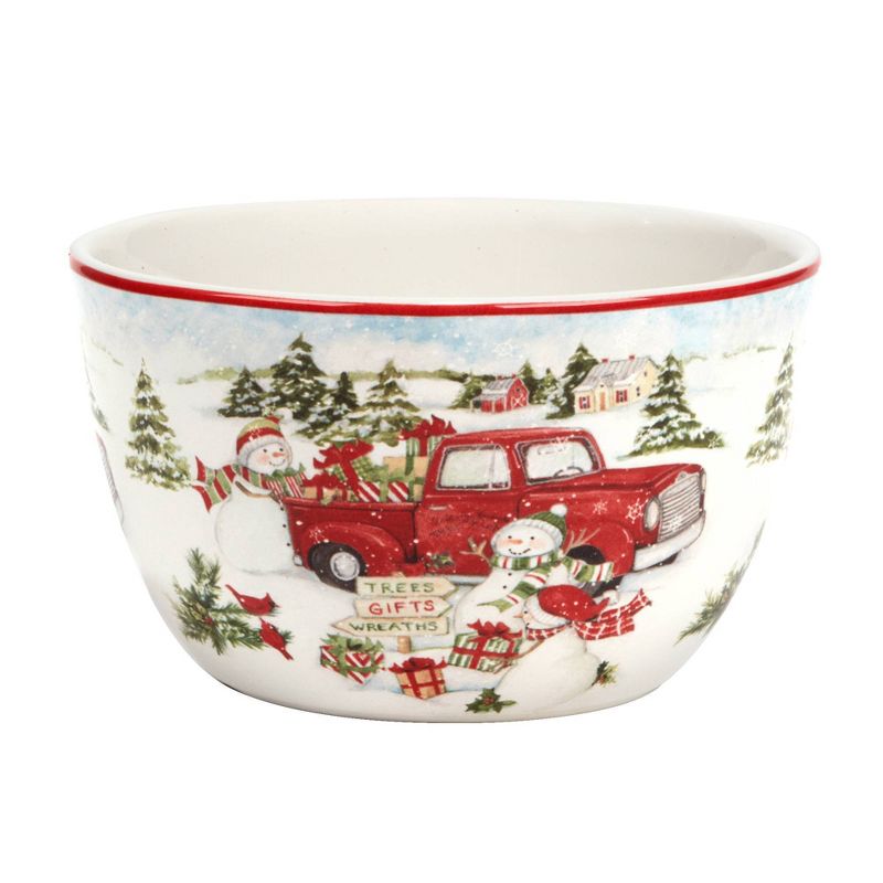 Set of 4 Red Truck Snowman Dining Ice Cream Bowls - Certified International, 3 of 8