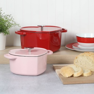 Pink Heart-Shaped 2-Quart Enameled Cast Iron Dutch Oven