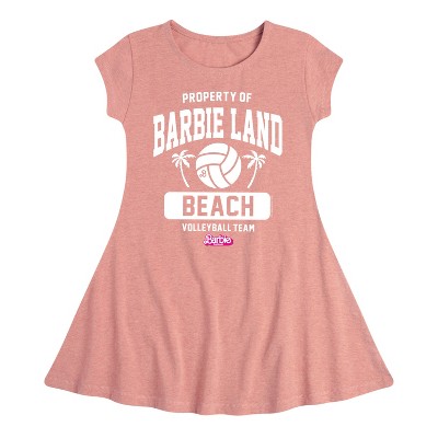 Girls' - Barbie - Property of Barbie Land Beach Volleyball Team Fit & Flair Cap Sleeve Dress