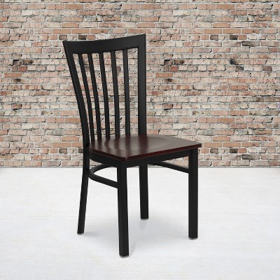 Black and Mahogany High Back Metal Side Chair
