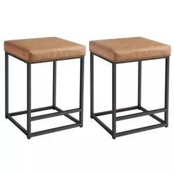 Yaheetech 24" H Backless Upholstered Bar Stools Set of 2 for Kitchen Counter