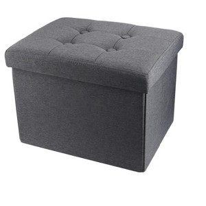 Itopfox Foldable Storage Ottoman Footrest Stool with Hidden Compartment for Living Room, Grey - Multi-Purpose Bench Seat & Coffee Table - 1 of 4