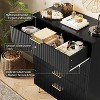 32 Inch Wide Fluted 5-Drawer Dresser, Black Finish with Metal Handles, Multi-Functional Storage Organizer for Bedroom Living Room Hallway - 4 of 4