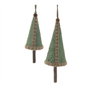 Woven Bamboo Pine Tree Ornament (Set of 4) - 1 of 2