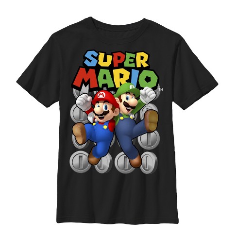 Boy s Nintendo Mario Bros Team T Shirt Black Small