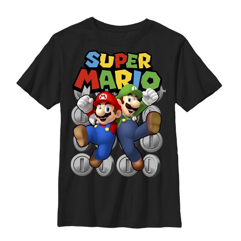 Boy's Nintendo Mario Bros Team T-shirt - Black - Small : Target
