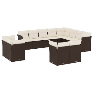 vidaXL Garden Sofa Set Brown PE rattan, powder-coated steel Large - 1 of 4