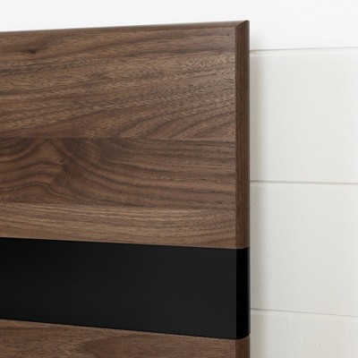 Queen Natural Walnut and Matte Black Floating Platform Bed