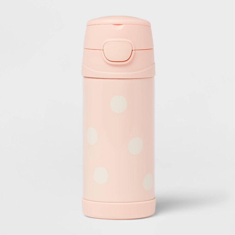Kids&#39; Portable Drinkware 12oz Water Bottle Pink Polka Dots - Pillowfort&#8482;, 1 of 5