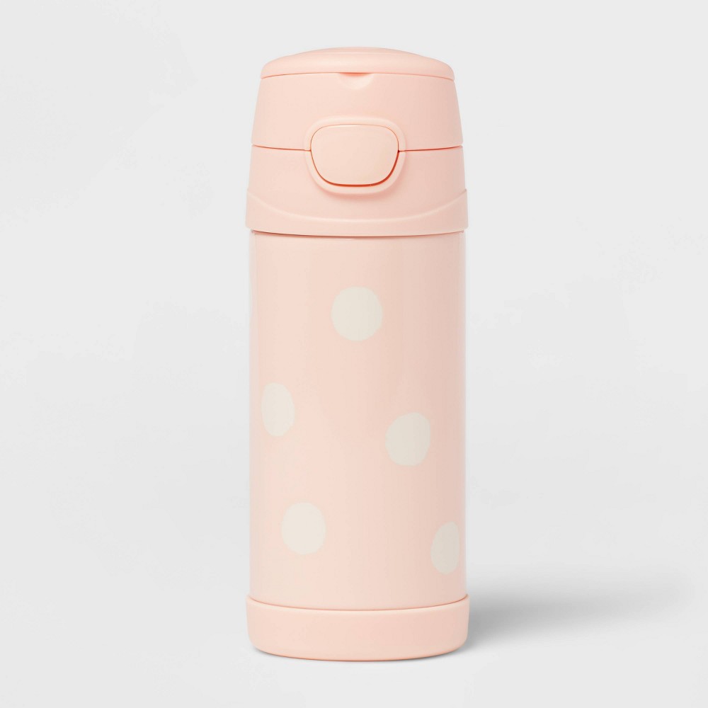 Photos - Glass Kids' Portable Drinkware 12oz Water Bottle Pink Polka Dots - Pillowfort™