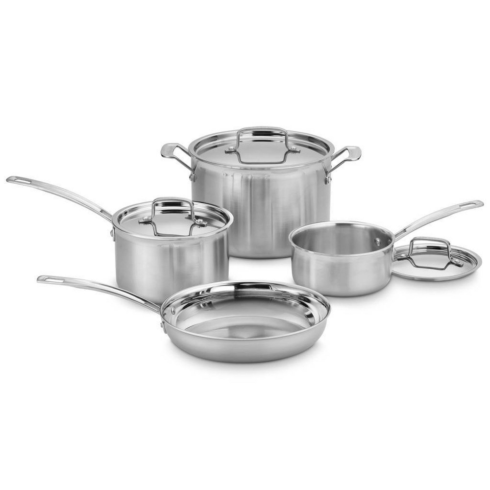 Photos - Bakeware Cuisinart MultiClad Pro 7pc Stainless Steel Tri-Ply Cookware Set - MCP-7NP1: Even-Heating, Stay-Cool Handles, Dishwasher-Saf 