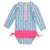 RuffleButts Baby/Toddler Girls UPF50+ Long Sleeve One Piece Rash Guard - 2 of 4