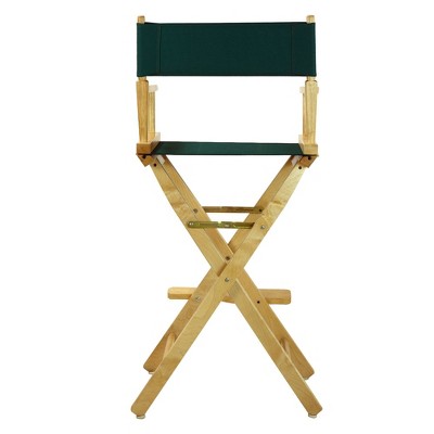 Bar-Height Director's Chair - Natural Frame, Green Canvas, Hunter Green