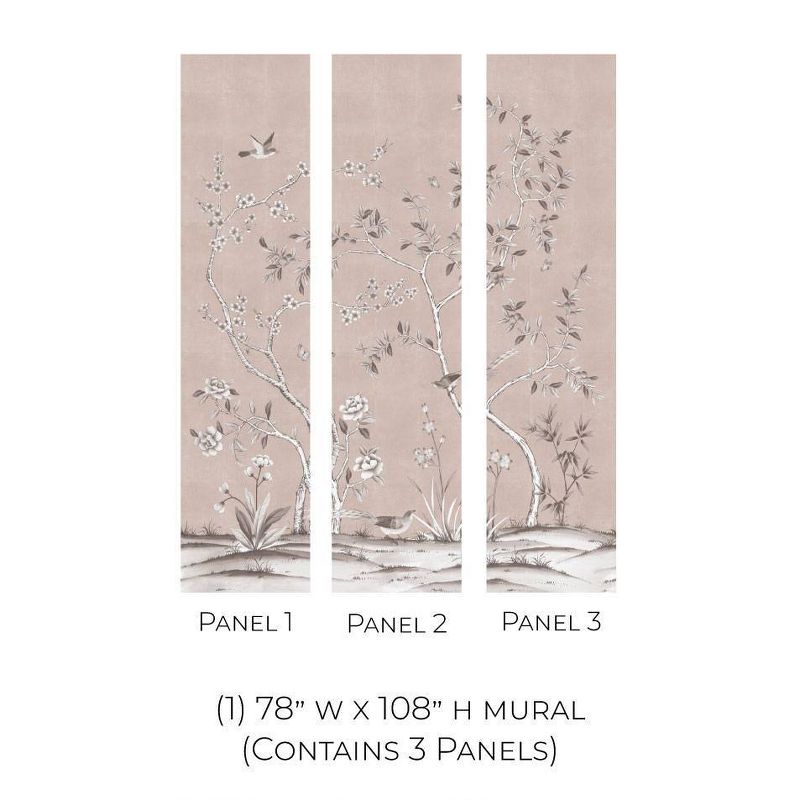 Tempaper &#38; Co. 108&#34;x78&#34; Chinoiserie Garden Blush Removable Peel and Stick Vinyl Wall Mural, 5 of 6