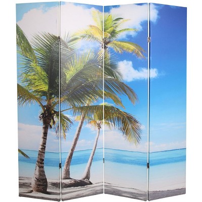 Legacy Decor Canvas Room Divider Double - Sided Digital Print Virgin Islands Beach Design