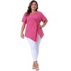 Agnes Orinda Women's Plus Size Asymmetrical Hem Short Sleeve Twist Knot T-Shirt - 3 of 4