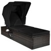 Costway Patio Rattan Lounge Chair Chaise Cushioned Top Canopy Adjustable Tea Table Black/White/Turquoise - 3 of 4