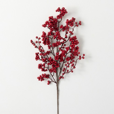 AURORA TRADE 10PCS Artificial Red Berry Twig Stems, 9 inch