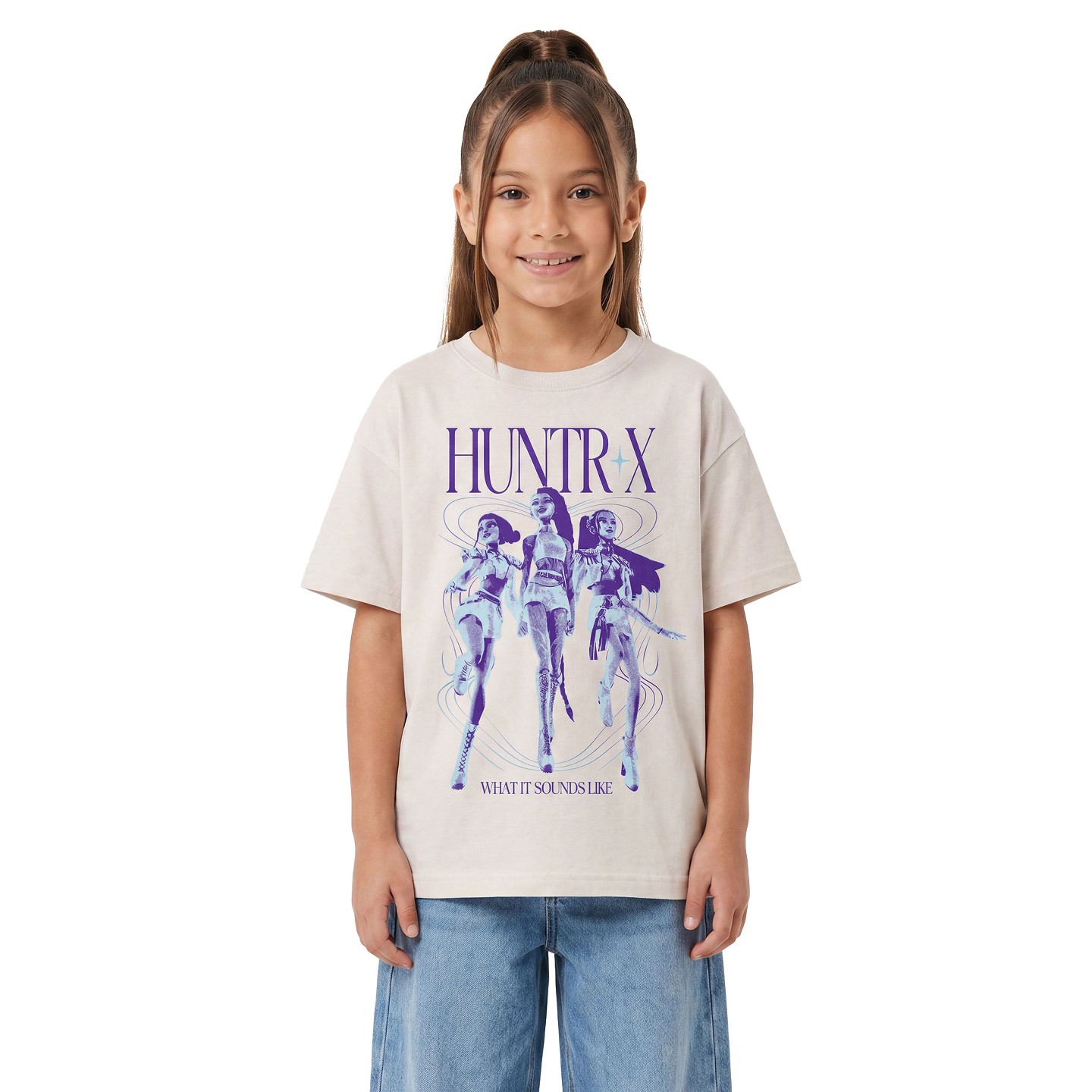 Футболка KPop Demon Hunters What It Sounds Like and Hunter's Mantra T Shirt - Multi-Color для девочек — фото 1