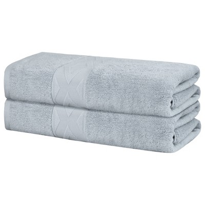 Unique Bargains Absorbent Quick Dry Solid Cotton Textured Bath Towels 2 Packs