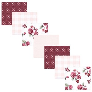 Hudson Baby Infant Girl Cotton Poly Flannel Receiving Blankets Bundle, Sweet Roses, One Size - 1 of 4