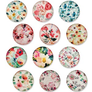 Wrapables Crystal Glass Magnets, Refrigerator Magnets for Office Whiteboards, Cabinets, Lockers (Set of 12), Flowers - 1 of 4