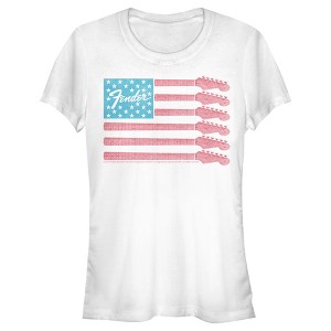 Juniors Womens Fender Guitar Flag Logo T-Shirt - 1 of 4