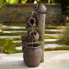 Four Jug 39 1/4" High Large Rustic Indoor Outdoor Decor Faux Stone Floor Fountain with Light LED Cascading Outside Garden Patio Yard - 2 of 4